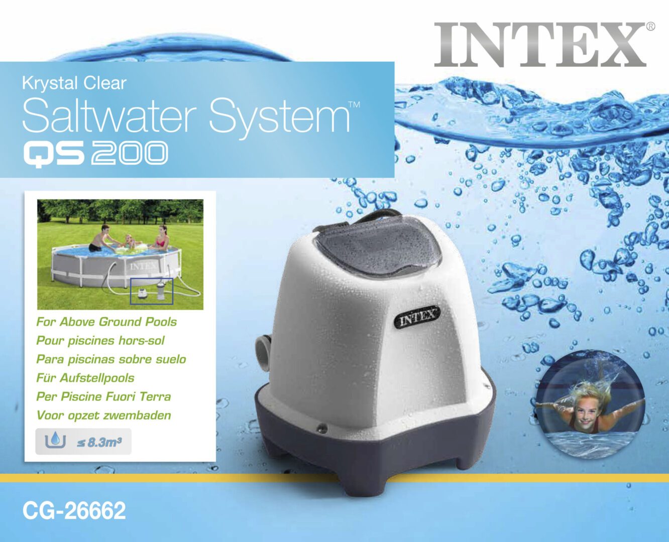 Intex KRYSTAL CLEAR QS500 zoutwatersysteem 12V 26668GS (max 26.500L