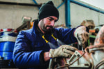 repairman worker repairing a engine excavator